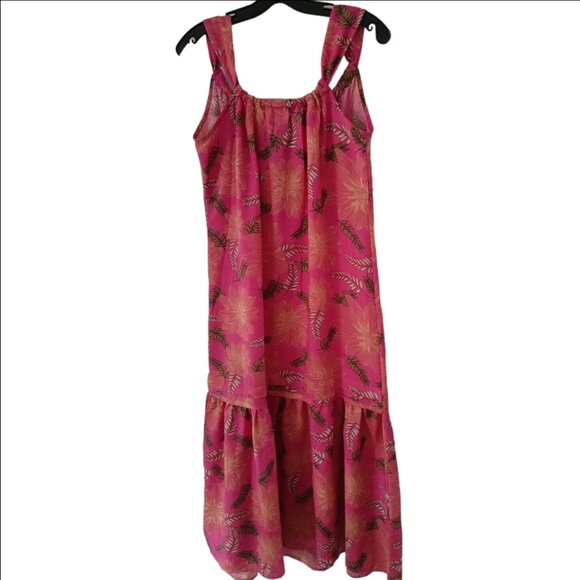 🤑$5 SALE🤑S🌺Tropical Exotic Pink Maxi Dress - Picture 5 of 11